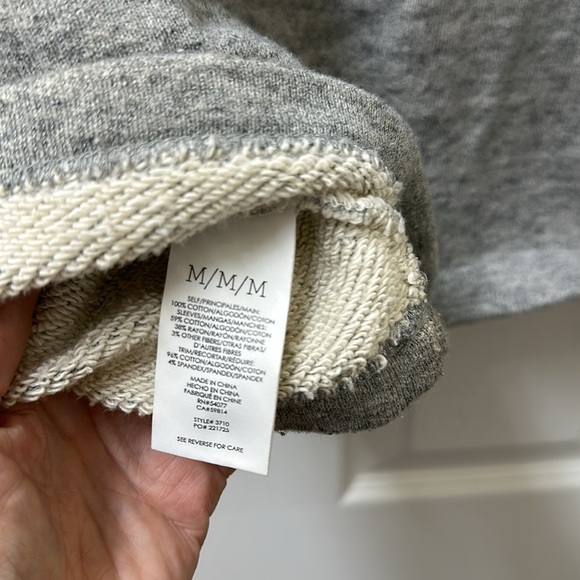 Cabi Fusion V-Neck Cropped Sweatshirt with Cable Knit Sleeves - Picture 9 of 10